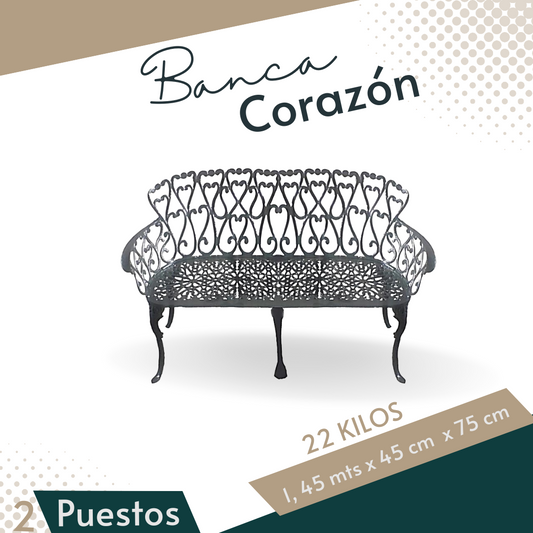 Banca Corazón Negro 3 puestos